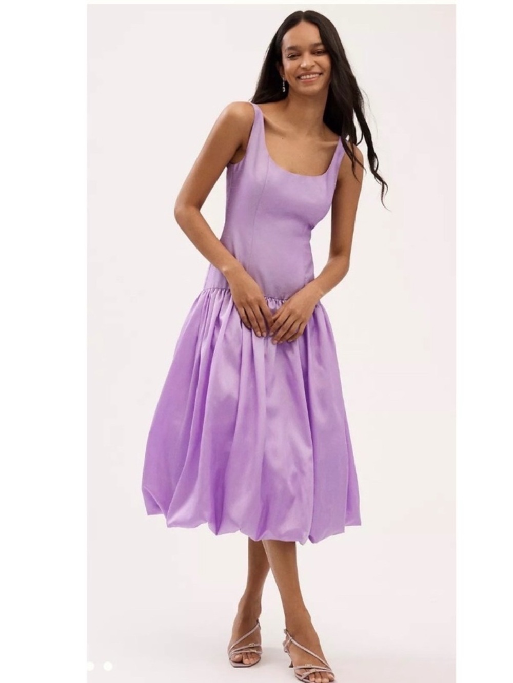 Hutch Purple Satin Tank Bubble-Hem Dress Size 10